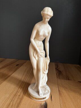 A Santini Greek Vintage Sculpture Bather Canova Venus Marble Figure Italy